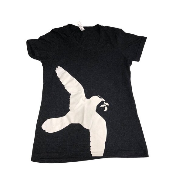 Spiritex Womens Size S T-Shirt Dove Graphic Recycled Cotton Poly Blend Gray USA - Picture 1 of 6